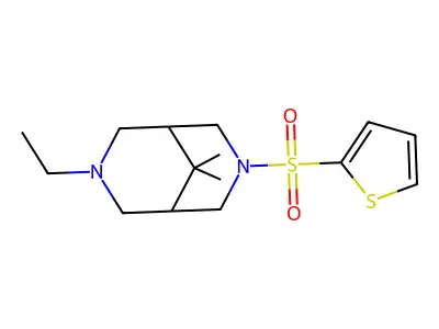 3,7-Diazabicyclo(3.3.1)nonane, 9,9-dimethyl-3-ethyl-7-(2-thienylsulfonyl)- structure