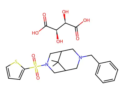 7-Benzyl-3-((thienyl-2-yl)sulfonyl)-9,9-dimethyl-3,7-diazabicyclo(3.3.1)nonane tartrate structure