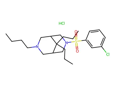 3,7-Diazabicyclo(3.3.1)nonane, 3-butyl-7-((3-chlorophenyl)sulfonyl)-9,9-dipropyl-, monohydrochloride structure
