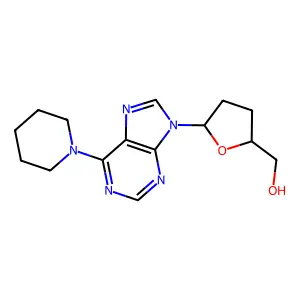 2-Furanmethanol, tetrahydro-5-(6-(1-piperidinyl)-9H-purin-9-yl)-, (2S-cis)- structure