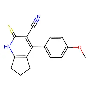 4-(4-methoxyphenyl)-2-thioxo-2,5,6,7-tetrahydro-1H-cyclopenta[b]pyridine-3-carbonitrile structure