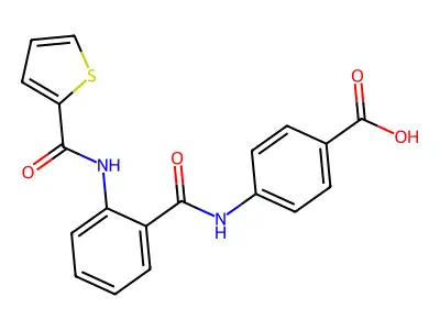 4-[({2-[(Thiophen-2-ylcarbonyl)amino]phenyl}carbonyl)amino]benzoic acid structure