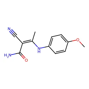 (Z)-2-cyano-3-(4-methoxyanilino)but-2-enamide structure