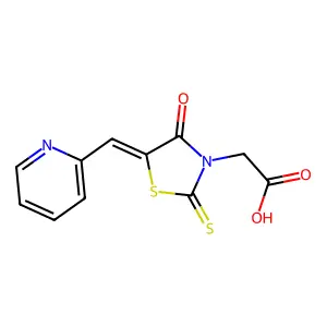 2-[4-Oxo-5-(2-pyridylmethylene)-2-thioxo-1,3-thiazolidin-3-yl]acetic acid structure