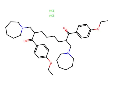 1,8-Octanedione, 1,8-bis(4-ethoxyphenyl)-2,7-bis((hexahydro-1H-azepin-1-yl)methyl)-, dihydrochloride structure