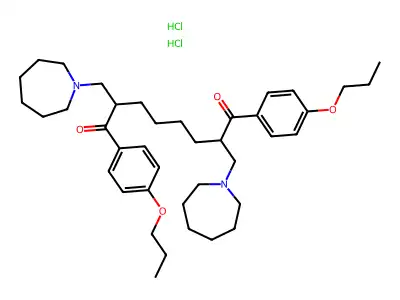 2,7-Bis((hexahydro-1H-azepin-1-yl)methyl)-1,8-bis(4-propoxyphenyl)-1,8-octanedione 2HCl structure