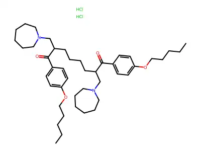 2,7-Bis((hexahydro-1H-azepin-1-yl)methyl)-1,8-bis(4-(pentyloxy)phenyl)-1,8-octanedione 2HCl structure