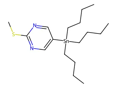 2-(Methylthio)-5-(tributylstannyl)pyrimidine structure