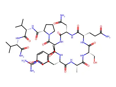 N~2~-Acetyl-N~5~-(diaminomethylidene)-L-ornithyl-L-alanyl-L-seryl-L-glutaminyl-L-asparaginyl-L-tyrosyl-L-prolyl-L-valyl-L-valinamide structure