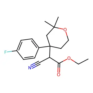 Ethyl cyano[4-(4-fluorophenyl)-2,2-dimethyltetrahydro-2H-pyran-4-yl]acetate structure