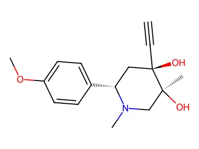 trans-1,3-Dimethyl-4-ethynyl-6-(4-methoxyphenyl)-3,4-piperidinediol structure
