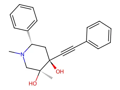 trans-1,3-Dimethyl-4-(phenylethynyl)-6-phenyl-3,4-piperidinediol structure
