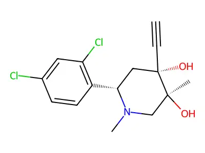 cis-6-(2,4-Dichlorophenyl)-1,3-dimethyl-4-ethynyl-3,4-piperidinediol structure