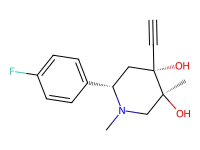3,4-Piperidinediol, 1,3-dimethyl-4-ethynyl-6-(4-fluorophenyl)-, (3-alpha,4-beta,6-beta)- structure