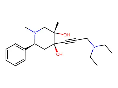cis-4-(3-(Diethylamino)propynyl)-1,3-dimethyl-6-phenyl-3,4-piperidinediol structure