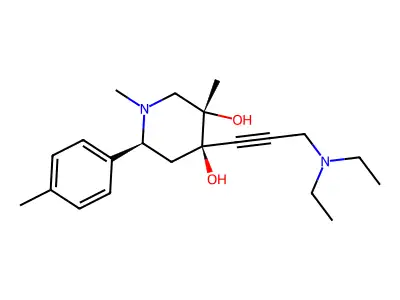 cis-4-(3-(Diethylamino)propynyl)-1,3-dimethyl-6-(4-methylphenyl)-3,4-piperidinediol structure