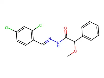 N-[(E)-(2,4-dichlorophenyl)methylideneamino]-2-methoxy-2-phenylacetamide structure