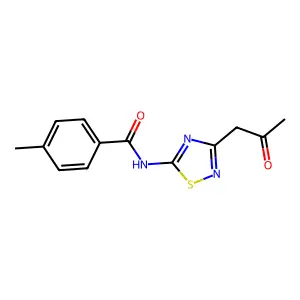 4-methyl-N-[3-(2-oxopropyl)-1,2,4-thiadiazol-5-yl]benzamide structure