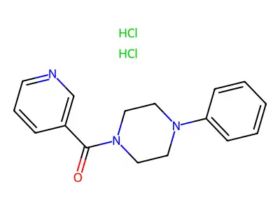 Piperazine, 1-phenyl-4-(3-pyridinylcarbonyl)-, dihydrochloride structure
