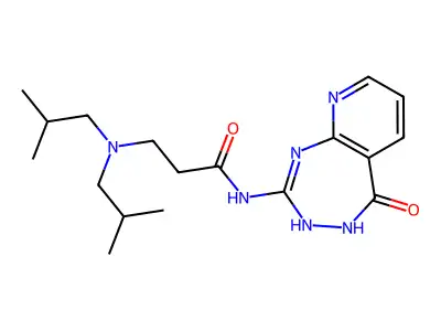 2-Diisobutylaminopropionylamino-3H-4,5-dihydropyrido(2,3-e)-1,3,4-triazepin-5-one structure
