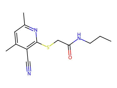 2-[(3-cyano-4,6-dimethylpyridin-2-yl)sulfanyl]-N-propylacetamide structure