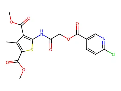 2,4-DIMETHYL 5-[2-(6-CHLOROPYRIDINE-3-CARBONYLOXY)ACETAMIDO]-3-METHYLTHIOPHENE-2,4-DICARBOXYLATE structure