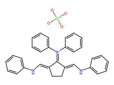 Benzenaminium, N-[2,5-bis[(phenylamino)methylene]cyclopentylidene]-N-phenyl-, perchlorate structure