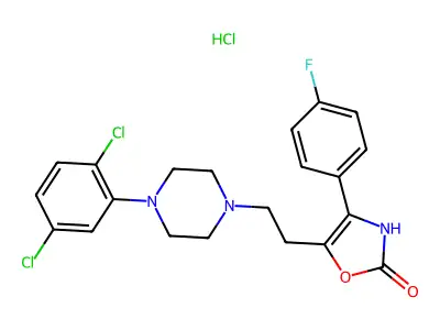 5-(2-(4-(2,5-Dichlorophenyl)-1-piperazinyl)ethyl)-4-(4-fluorophenyl)-2(3H)-oxazolone HCl structure