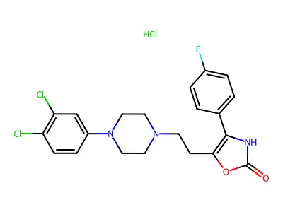 2(3H)-Oxazolone, 5-(2-(4-(3,4-dichlorophenyl)-1-piperazinyl)ethyl)-4-(4-fluorophenyl)-, monohydrochloride structure