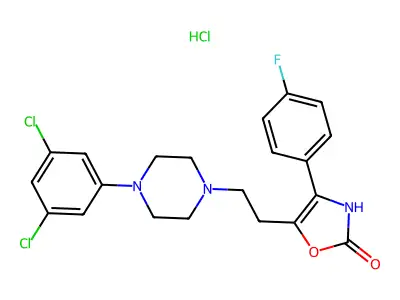 2(3H)-Oxazolone, 5-(2-(4-(3,5-dichlorophenyl)-1-piperazinyl)ethyl)-4-(4-fluorophenyl)-, monohydrochloride structure