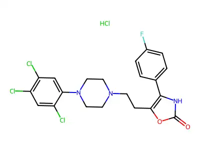 2(3H)-Oxazolone, 4-(4-fluorophenyl)-5-(2-(4-(2,4,5-trichlorophenyl)-1-piperazinyl)ethyl)-, monohydrochloride structure