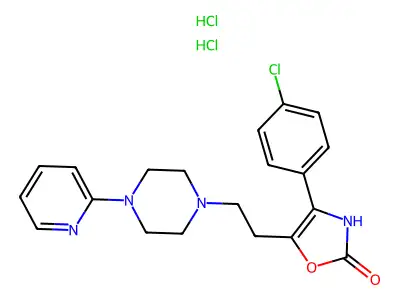 2(3H)-Oxazolone, 4-(4-chlorophenyl)-5-(2-(4-(2-pyridinyl)-1-piperazinyl)ethyl)-, dihydrochloride structure