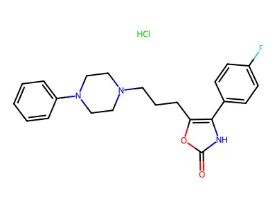 2(3H)-Oxazolone, 4-(4-fluorophenyl)-5-(3-(4-phenyl-1-piperazinyl)propyl)-, monohydrochloride structure