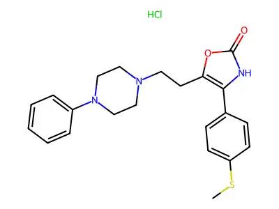 2(3H)-Oxazolone, 4-(4-(methylthio)phenyl)-5-(2-(4-phenyl-1-piperazinyl)ethyl)-, monohydrochloride structure