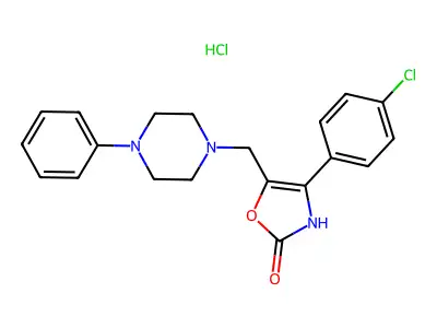 2(3H)-Oxazolone, 4-(4-chlorophenyl)-5-((4-phenyl-1-piperazinyl)methyl)-, monohydrochloride structure
