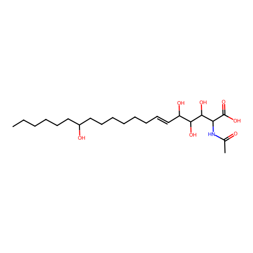 (E)-2-acetamido-3,4,5,14-tetrahydroxyicos-6-enoic acid structure