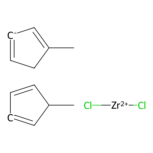 Dichlorozirconium(2+);1-methylcyclopenta-1,3-diene;5-methylcyclopenta-1,3-diene structure