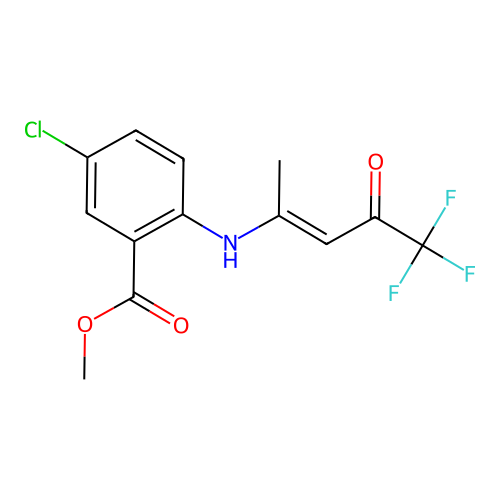 methyl 5-chloro-2-[[(E)-5,5,5-trifluoro-4-oxopent-2-en-2-yl]amino]benzoate structure