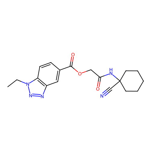 [(1-cyanocyclohexyl)carbamoyl]methyl 1-ethyl-1H-1,2,3-benzotriazole-5-carboxylate structure