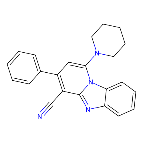 2-Phenyl-4-piperidyl-5-hydropyridino[1,2-a]benzimidazolecarbonitrile structure
