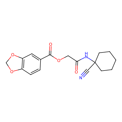 [(1-Cyanocyclohexyl)carbamoyl]methyl 1,3-dioxaindane-5-carboxylate structure