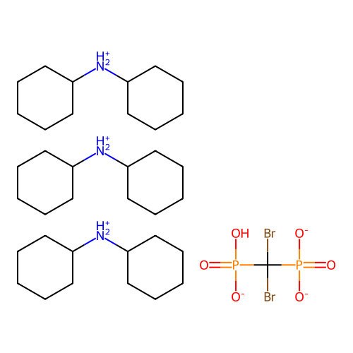 N-cyclohexylcyclohexanamine; [dibromo(phosphono)methyl]phosphonic acid structure