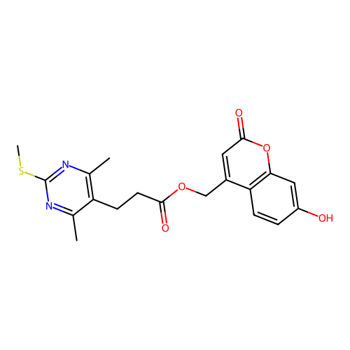 (7-hydroxy-2-oxo-2H-chromen-4-yl)methyl 3-[4,6-dimethyl-2-(methylsulfanyl)pyrimidin-5-yl]propanoate structure