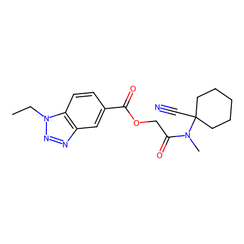 [(1-cyanocyclohexyl)(methyl)carbamoyl]methyl 1-ethyl-1H-1,2,3-benzotriazole-5-carboxylate structure