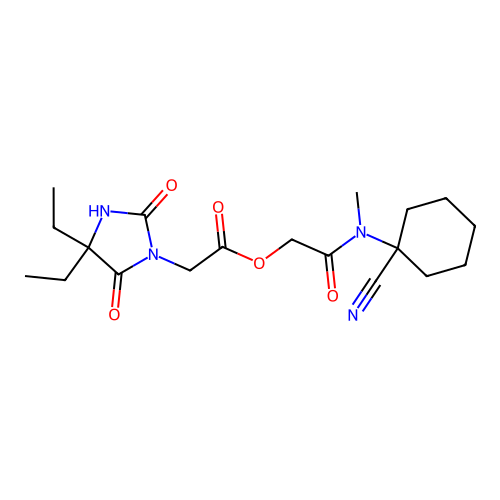 [(1-cyanocyclohexyl)(methyl)carbamoyl]methyl 2-(4,4-diethyl-2,5-dioxoimidazolidin-1-yl)acetate structure