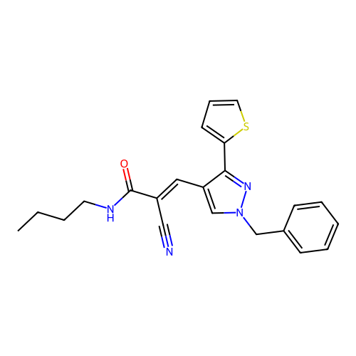 3-[1-Benzyl-3-(thiophen-2-yl)-1h-pyrazol-4-yl]-n-butyl-2-cyanoprop-2-enamide structure