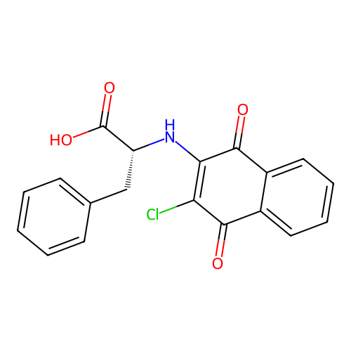 (2R)-2-[(3-chloro-1,4-dioxonaphthalen-2-yl)amino]-3-phenylpropanoic acid structure