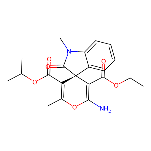 (S)-3'-ethyl 5'-isopropyl 2'-amino-1,6'-dimethyl-2-oxospiro[indoline-3,4'-pyran]-3',5'-dicarboxylate structure