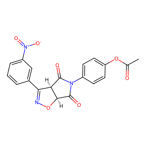 [4-[(3aR,6aS)-3-(3-nitrophenyl)-4,6-dioxo-3a,6a-dihydropyrrolo[3,4-d][1,2]oxazol-5-yl]phenyl] acetate structure