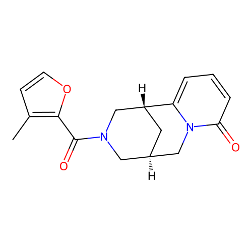 (1R,5R)-3-[(3-methylfuran-2-yl)carbonyl]-1,2,3,4,5,6-hexahydro-8H-1,5-methanopyrido[1,2-a][1,5]diazocin-8-one structure